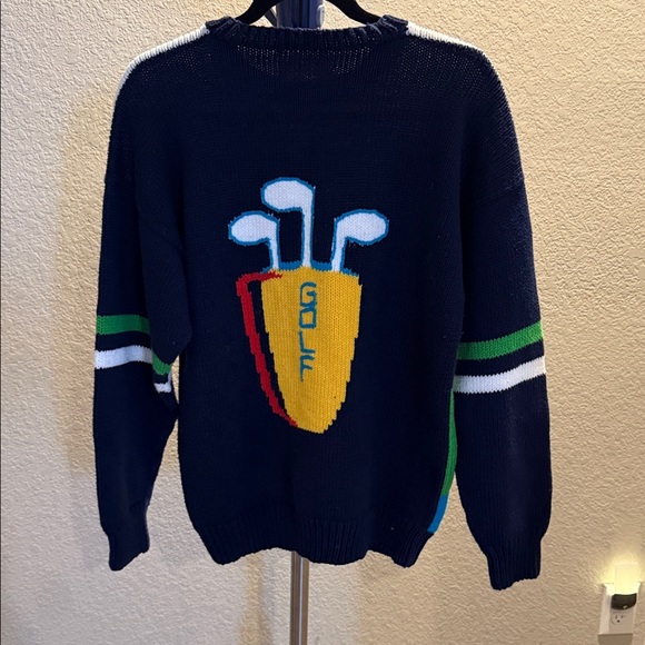 Cotton Salsa Playful Golf Scene Women's Sweater. Size XL - Picture 6 of 7